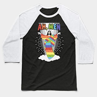 Jesus LGBTQ Sunglasses Rainbow Flag Gay Pride Month LGBTQ Baseball T-Shirt